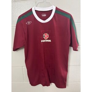 Xara Portugal Soccer Jersey Mens Medium Burgundy Green Number 10 Short Sleeve